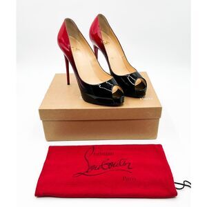 Christian Louboutin New Very Prive 120 Pumps Black Red Ombré Size 38, 8